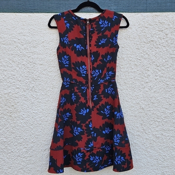 J. Crew Firework Floral mini fit and flare dress with pockets red blue gray 00 - Picture 2 of 7